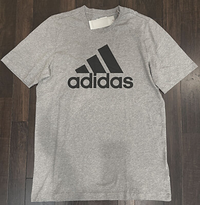 adidas Men's Big Logo T-Shirt Tee Size: XL Grey/Black GK9123 | eBay