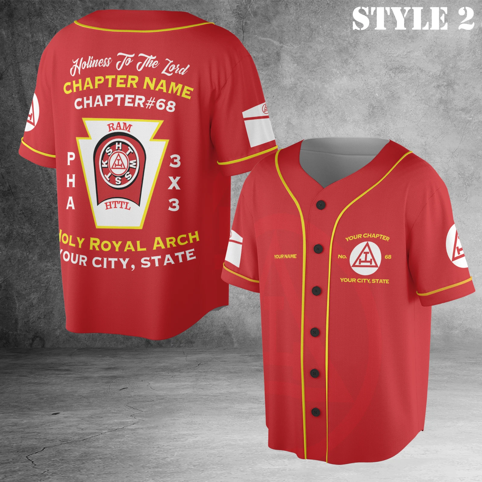 Custom Name Royal Arch Masonry York Rite Freemason 3D Baseball Jersey