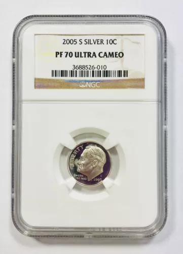 2005 S Silver 10c DIME NGC PF70 ULTRA CAMEO Brown Label - Ships Fast