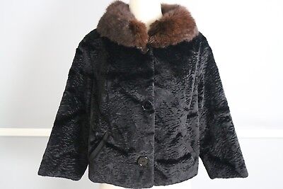 Vintage 60/'s Grey Faux Fur Collar Coat