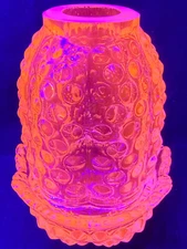 2PC Green Vaseline glass Fairy lamp candle tea light holder uranium Hobnail glow