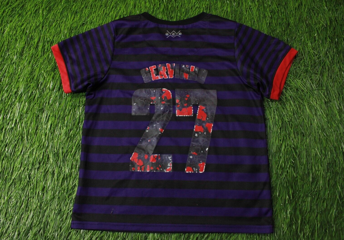 2012年、Nike 紫 チェック柄 オーセンティックシャツ ARSENAL LONDON GERVINHO 2012/2013 FOOTBALL SHIRT JERSEY AWAY NIKE