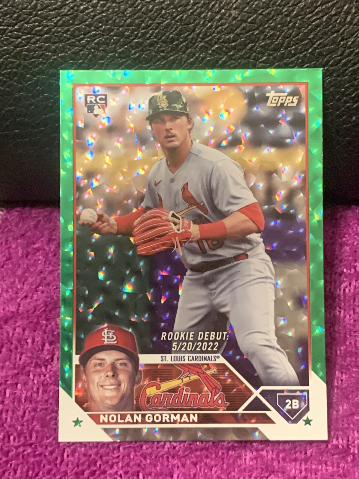 2023 Topps Update Series #US212 Rookie Debut Nolan Gorman Green Foilboard /499