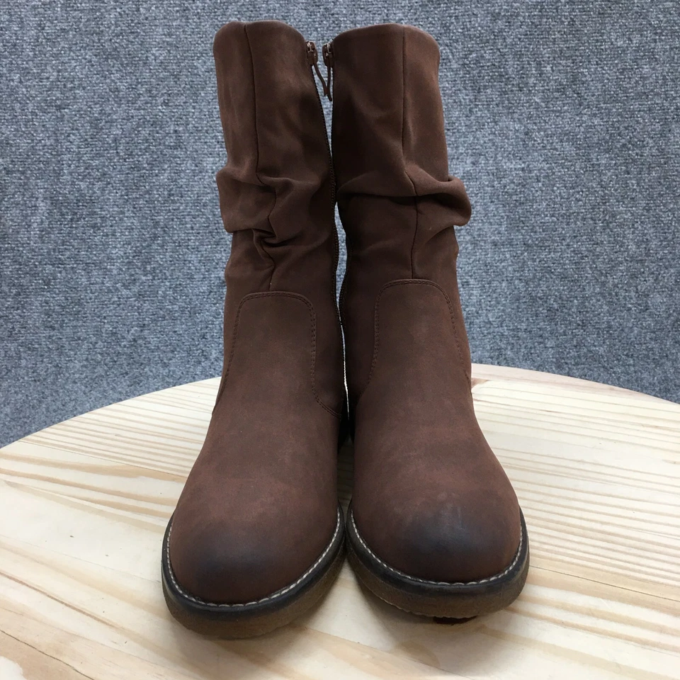 Dream Pairs Boots Womens 8.5 Ankle Bootie Brown Side Zip Casual Block Heels - Image 4 of 4