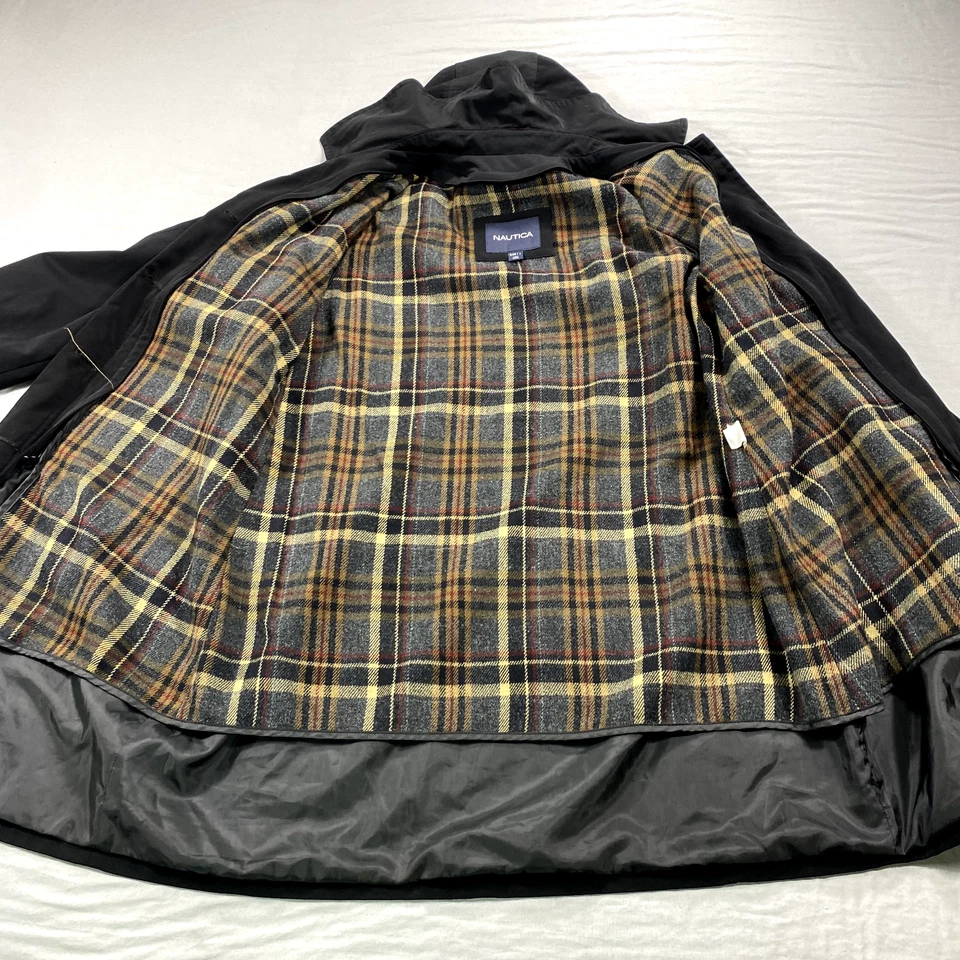 Chaqueta Nautica Mujer Mediana Negra Capucha Forrada Impermeable Rompevientos Parka Informal Foto 3 de 4