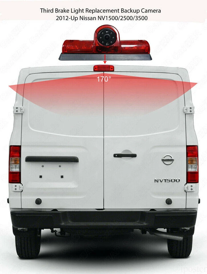 5"Monitor Brake Light Parking Reverse Backup Camera for Nissan NV 1500 2500 3500 - Image 3 of 4