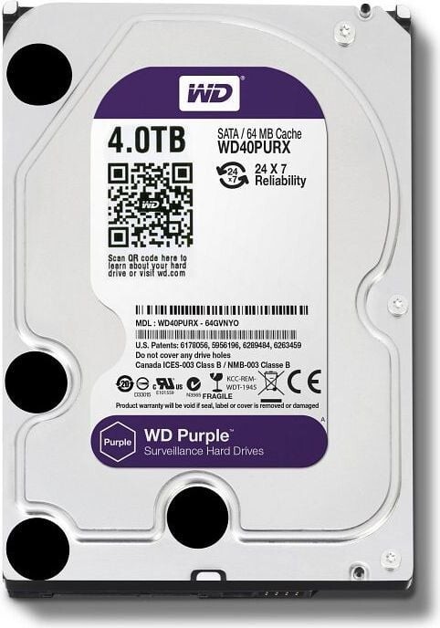 Hard Drive Western Digital Purple WD40PURX NV 4TB 5400RPM Hard Drive Western Digital Purple WD40PURX NV 4TB 5400RPM