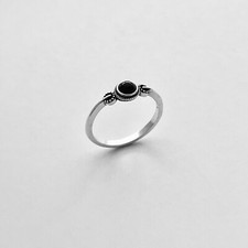 Sterling Silver Minimalist Bali Style Black Onyx Ring, Silver Rings, Boho Ring