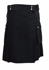 ALTERNATIVE UTILITY KILT BLACK COTTON CANVAS ALL SIZES MODERN KILTS