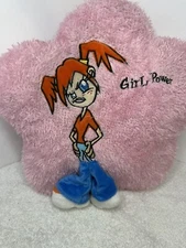 Pink Fuzzy Pillow Embroidered Girl Power 10 Inch Star Shape Decorative 3D
