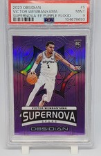 2023-24 Panini Obsidian SuperNova Purple Flood #37/49 Victor Webanyama PSA 9.