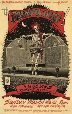 Grateful Dead Poster UC Davis Recreation Hall March 14 12x8in Metal Sign Poster