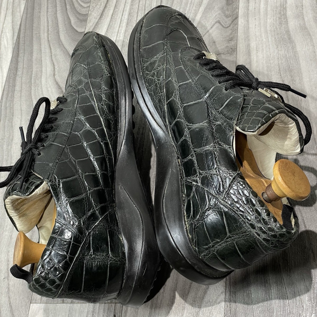 MAURI Green Alligator Crocodile Sneakers Mens EU 42 / US 9 Lace Up