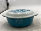 Vintage Pyrex Blue White Floral Kitchenware Casserole Dish With Lid