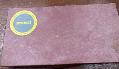VTG 1953 Scrabble Game Selchow & Righter Wood Tiles Classic All parts w Adverts