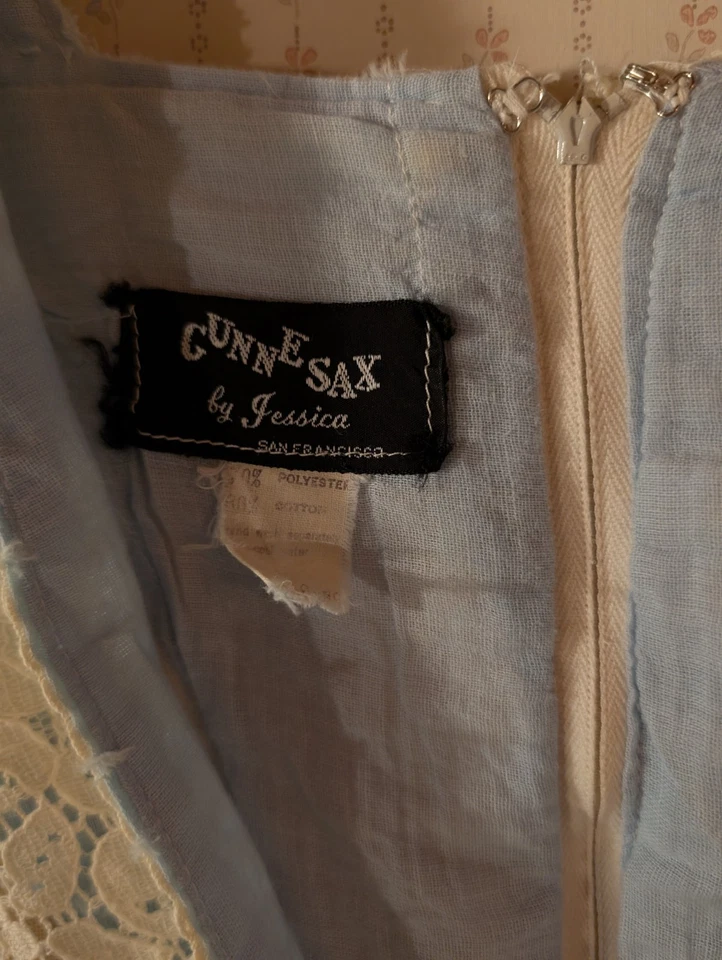 Vintage Gunne Sax Cottage Core Dress 9 Blue &White Renaissance Maxi RARE Pastel - Image 4 of 4