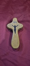 Mini Prayer Pocket Cross 4 Inch Medium Wood Catholic Crucifix INRI JESUS EUC