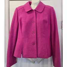 Pendleton Womens Magenta Pink Wool Blend Button Front Tailored Jacket Size S