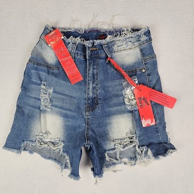 Roma Brand Distressed Collection Women s Shorts High Rise Denim Shorts By Rosee