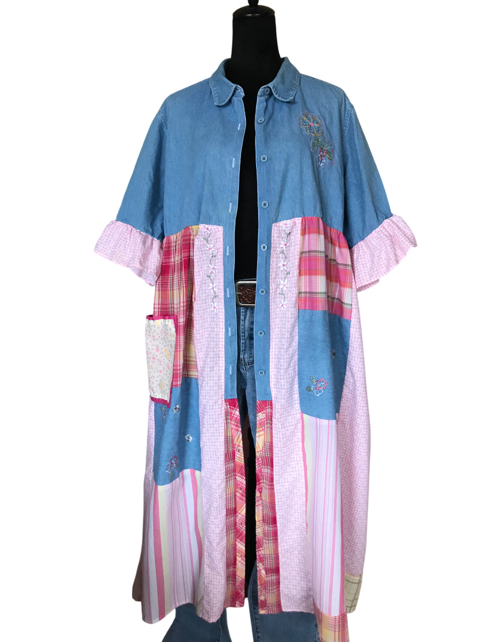 Upcycled Spring Maxi Duster, Handmade Patchwork B… - image 7