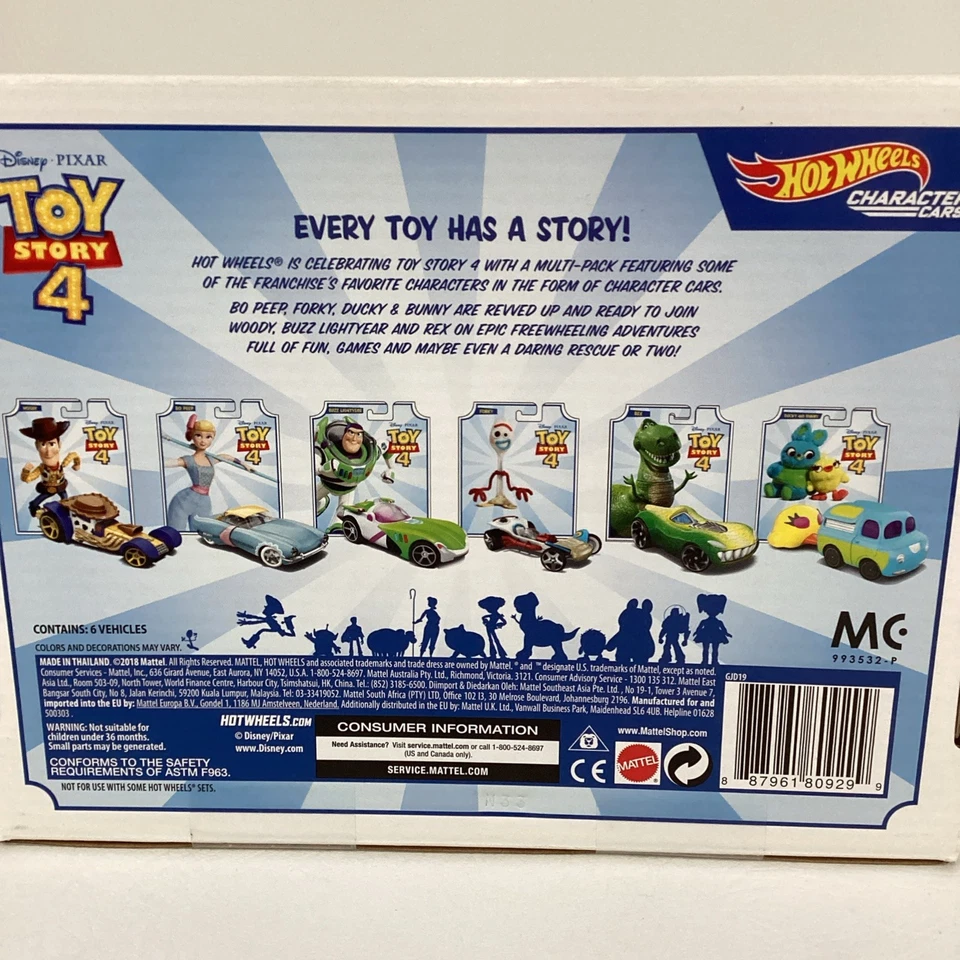 Disney Toy Story Hot Wheels Personaje Coches Paquete de 6 Coleccionista Set Exclusivo SELLADO Foto 3 de 4