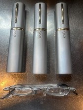 New 3 Pack UV3 Mini Pen-Clip Pocket Reading Glasses 2.00 Lot w/Aluminum Cases