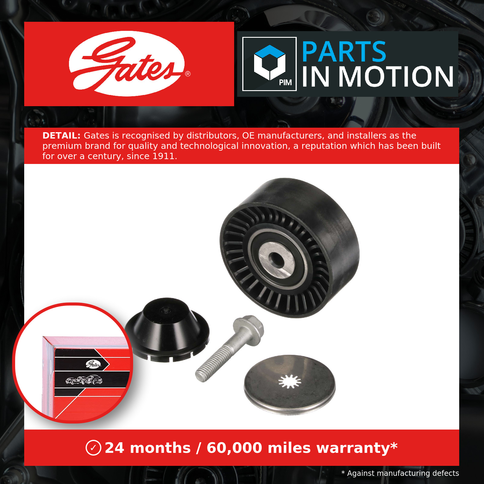 GATES T36430 Deflection/Guide Pulley, V-ribbed belt for CHRYSLER,DODGE,JEEP,MITS - Image 16