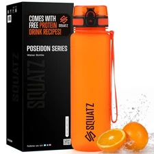 SQUATZ 34 Oz Poseidon Series Frosted Water Bottle - Premium Quality Wide Mout...