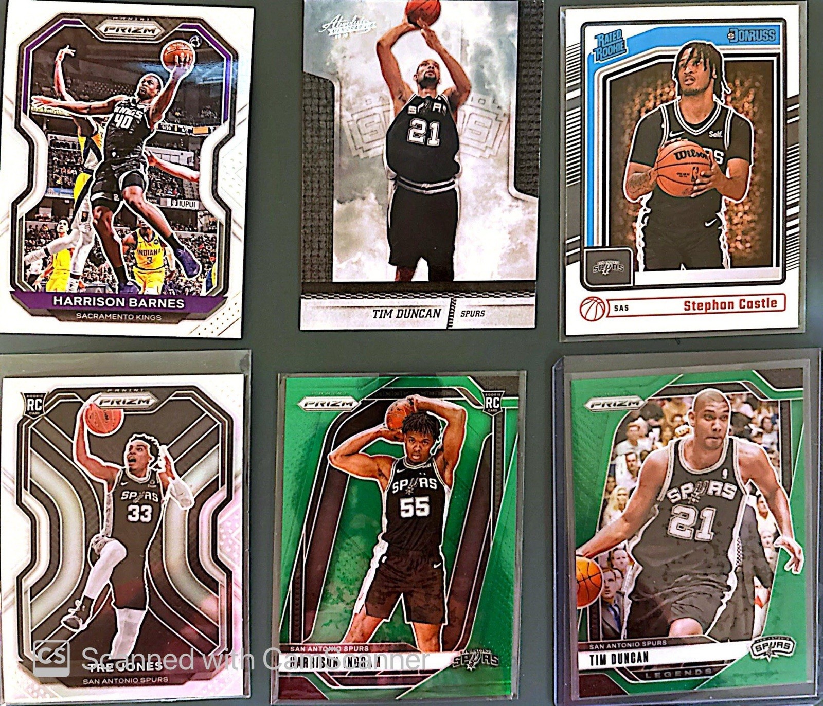 San Antonio Spurs Lot of 6 Tim Duncan Green Parallel Castle Rookie RC Cards