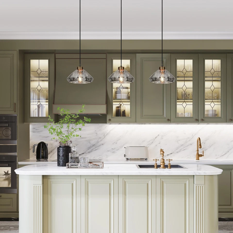 Pendant Lights Kitchen Island, 9.8'' Modern Pendant Light Fixtures with Textu... - Image 3 of 4