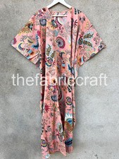 Handmade Indian Cotton Kaftan, Block Print Lounge Dress, Ethnic Boho Maxi