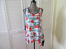 Karen Kane Top S floral print front solid black back sleeveless  NWT