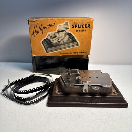 Vintage Hollywood Stainless Steel Splicer 8mm-16mm Film Cutter w/Box