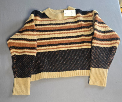 BNWT Allison New York- Brown/Black Striped Sweater Women's Small