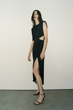 Zara Sleeveless Cut Out Midi Dress Black XS
