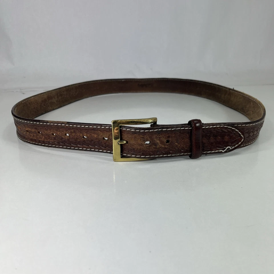 Cinturón Western Cabela's Cuero Tejido de Cesta Marrón - Para Hombre Talla 44 Foto 2 de 4