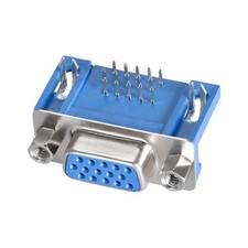 D-sub Connector, Female Socket 15-pin 3-row Right Angle Port Terminal Blue 10X