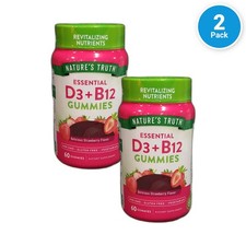 Essential D3 B12 Gummies 60 Gummies Vitamin 120 Total Exp 07/27 Pack of 2 New