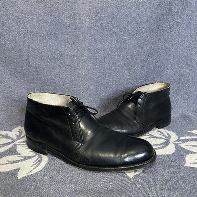 Vintage Kow Hoo Black Leather Chucka Boot Shoe Mens 10.5 D Hong Kong 50/60s