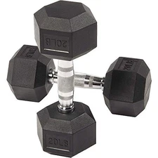 BALANCEFROM PREMIUM RUBBER ENCASED HEX DUMBBELL SET - DB20P - BLACK