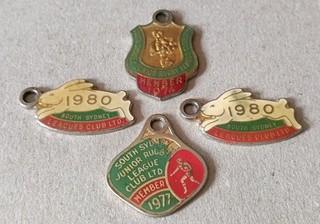 Vintage SOUTH SYDNEY 🐰 BUNNIES 🐰 NSWRL & Juniors Membership Badges (4)