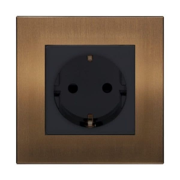 Retrotouch Aura BM13BZ-SCHB 1 Gang Single Shuko Socket - Brushed Bronze