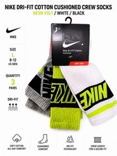 Nike Dri-FIT Crew Socks 3 Pack Men's L 8-12 Cushioned Cotton Athletic Gym Traini