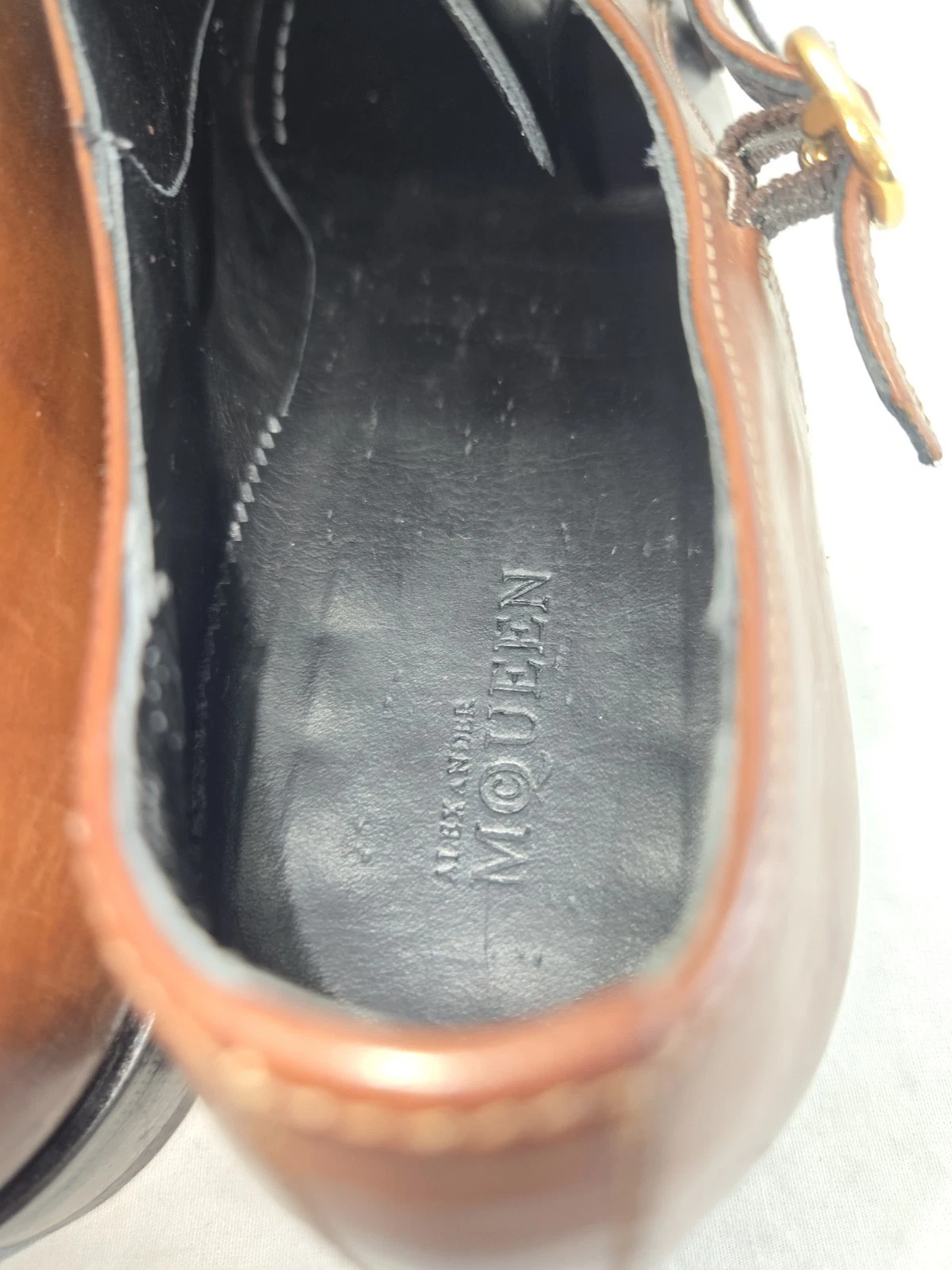 Scarpe Alexander McQueen uomo taglia 43 marrone e nero monkstraps