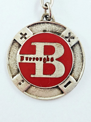 SCHLÜSSELANHÄNGER - BURROUGHS 60er Jahre - BÜROMASCHINEN - Metall LACKIERT Vintage -