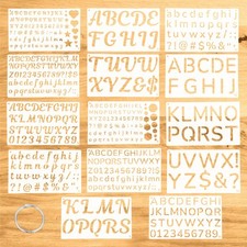 14pcs Letter Stencils, 1/2 3/4 1 2 Inch Reusable Alphabet and Number white