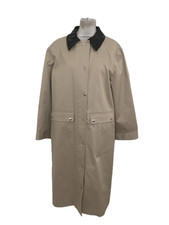 M&S Women's Coat Natural Beige Single Breasted PU Collar Button Pockets New