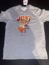 NIKE Just Do It Flaming Hoop Swoosh T Shirt Medium Men's Dri-Fit Tee Basketball