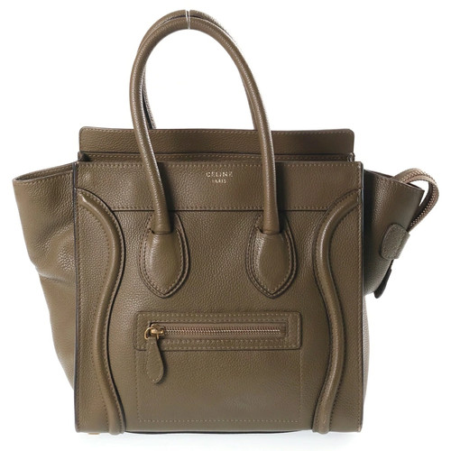CELINE Luggage Micro Handbag Olive Khaki Green Leather
