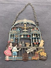 K&uuml;hn Zinnbild " Tante Emma Laden " H 11,5 cm handbemalt ( 2 ) 93% Zinn